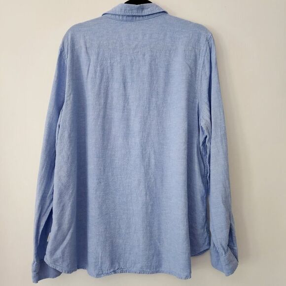 Orvis Classic Collection Linen Blend blue‎ long sleeve shirt mens size XXL - Picture 4 of 7